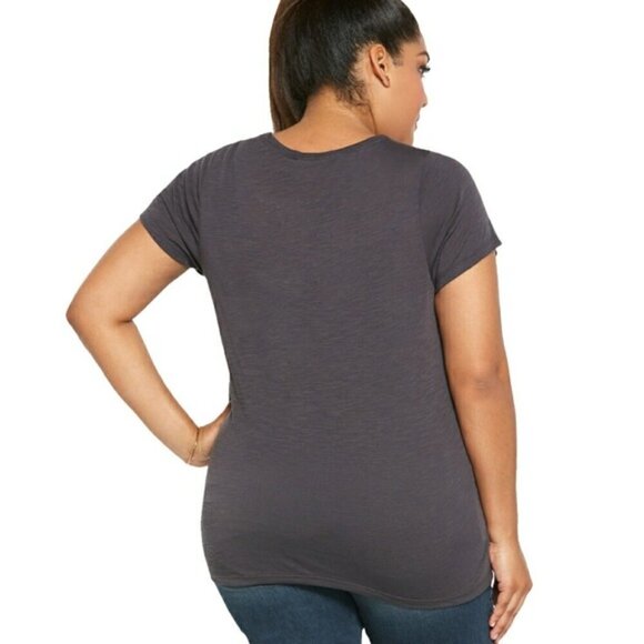 Torrid Perforated Faux Suede Gray Tee 2x - Picture 2 of 8